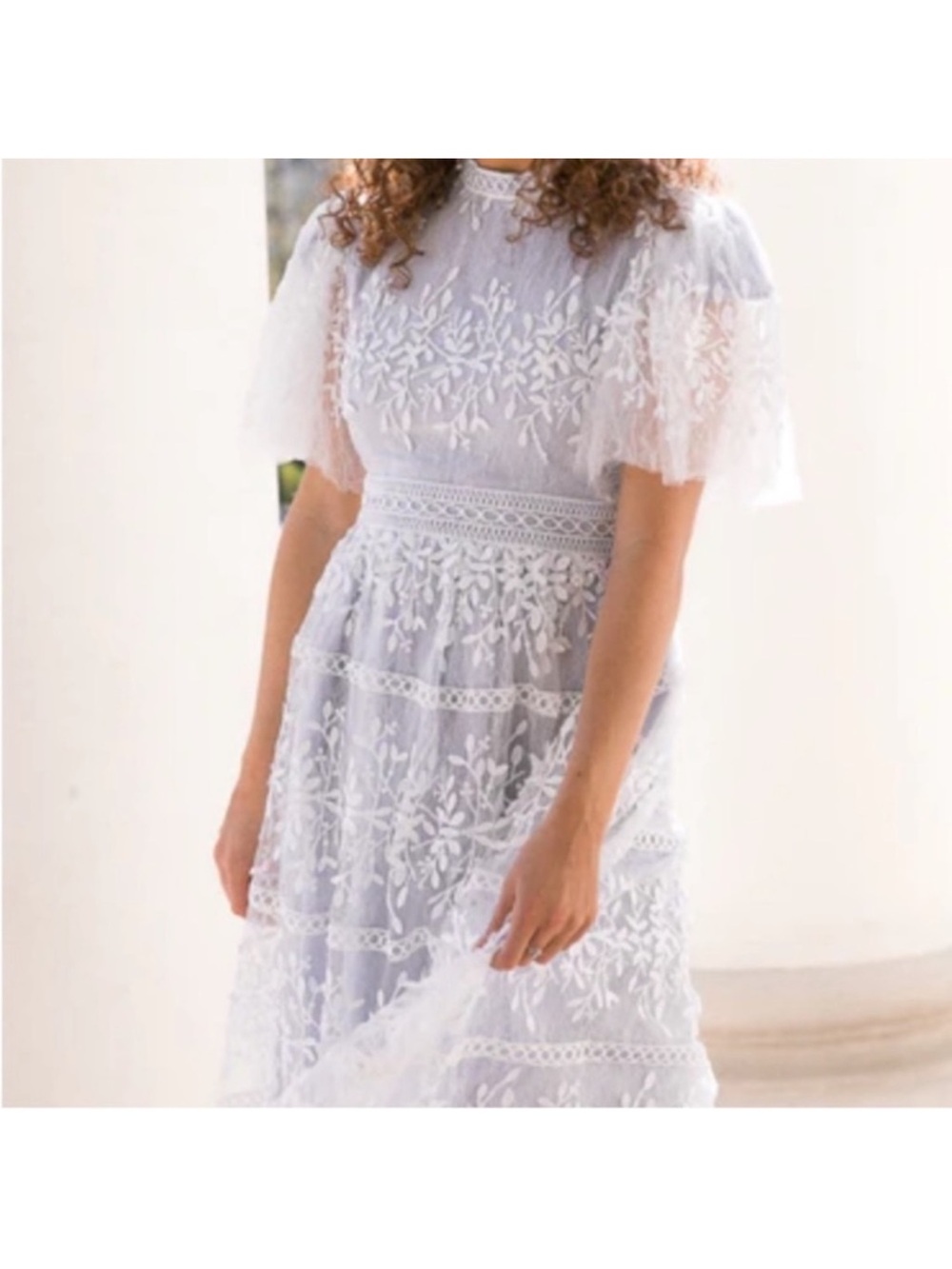 Ivy City Co Blue Flutter Sleeve Sicily Dress